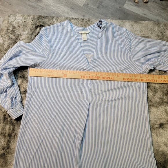 H&M Womens Blue and White Striped Tunic Size 2 100% Viscose - Picture 14 of 15